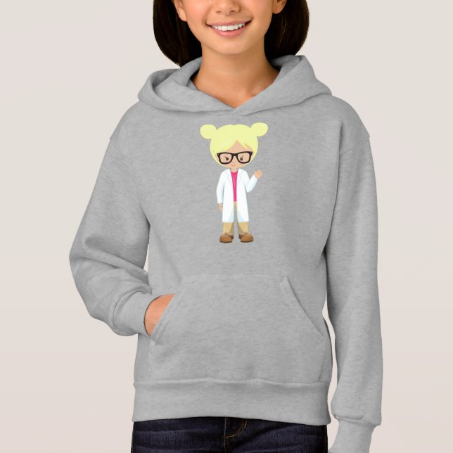 Science Girl, Scientist, Niedlich Girl, Blonde Hai Hoodie (Vorderseite)