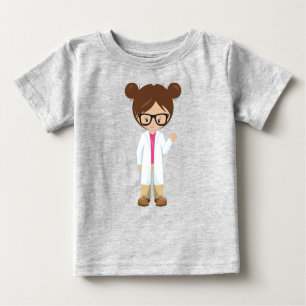 Science Girl, Scientist, Niedliches Mädchen, braun Baby T-shirt