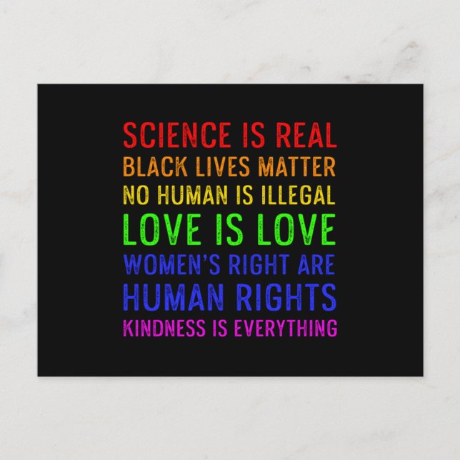 Science Human Rights Liebe Kindness Pride Gift Postkarte (Vorderseite)