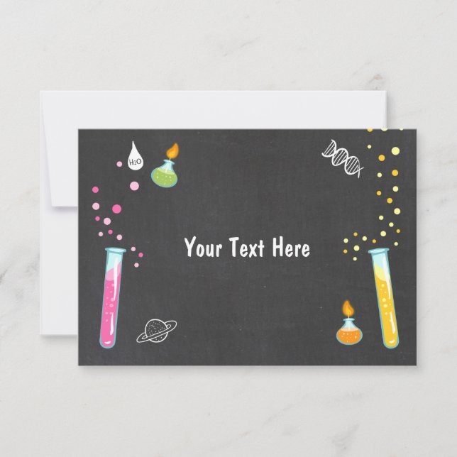 Science Insert card Science Party Experiment UAWG RSVP Karte (Vorderseite)