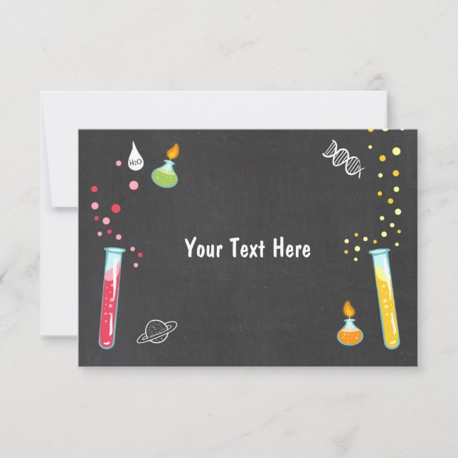 Science Insert card Science Party Experiment UAWG RSVP Karte (Vorderseite)