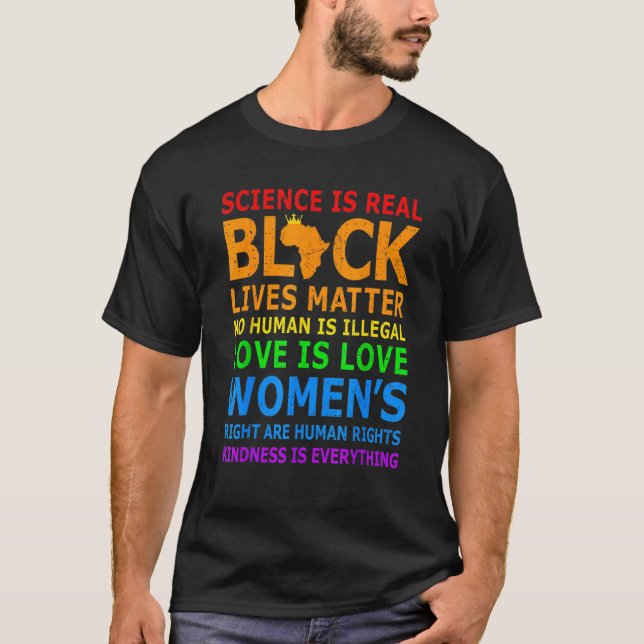 Science Is Real Black History Month Love is Love L T-Shirt (Vorderseite)
