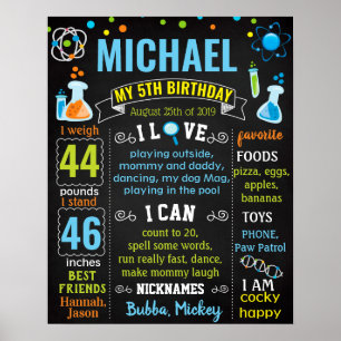 Science Mad Scientists Birthday Chalkboard Poster