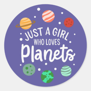 Science Nerd WeltraumGirl, der Planeten Lieben Runder Aufkleber