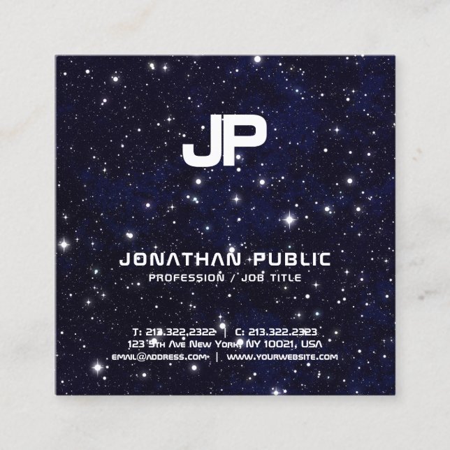 Science Physical Space Universe Monogram Schlicht Quadratische Visitenkarte (Vorderseite)