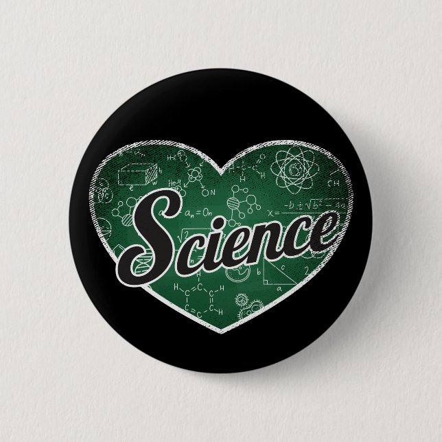 Science Retro Heart Blackboard Liebe Button (Vorderseite)