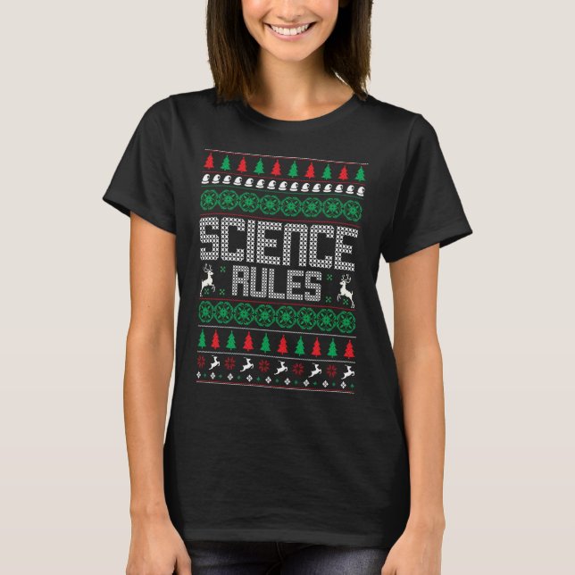 Science Rules Uggli Weihnachten Funny Sweater Scie T-Shirt (Vorderseite)