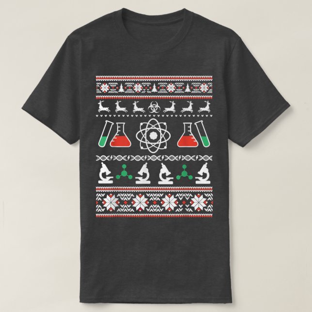 Science Scientist Ugly Sweater Funny Christmas  T-Shirt (Design vorne)