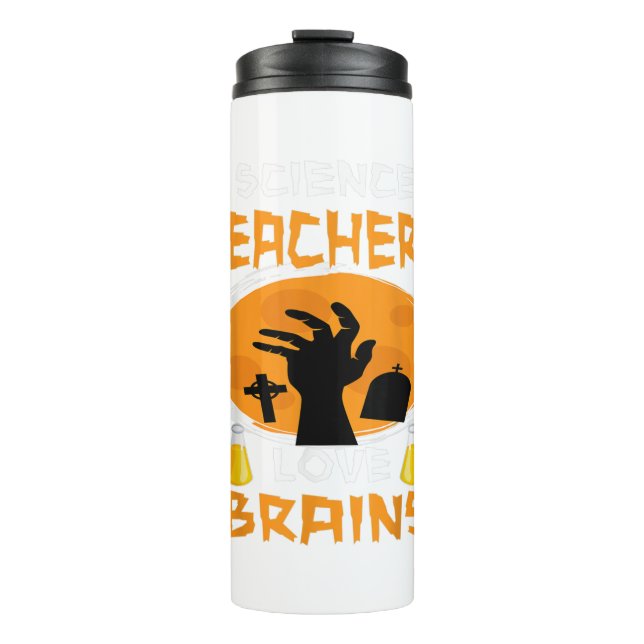 Science Teacher Liebe Brains Funny Halloween Thermosbecher (Vorderseite)