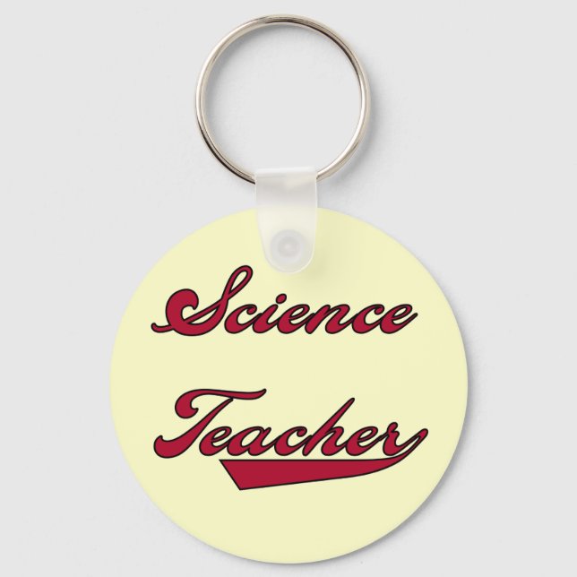 Science Teacher Red Text Tshirts und Geschenke Schlüsselanhänger (Vorderseite)