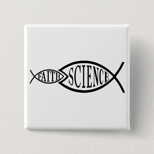 Science Trumps Faith Fish Button (Vorderseite)