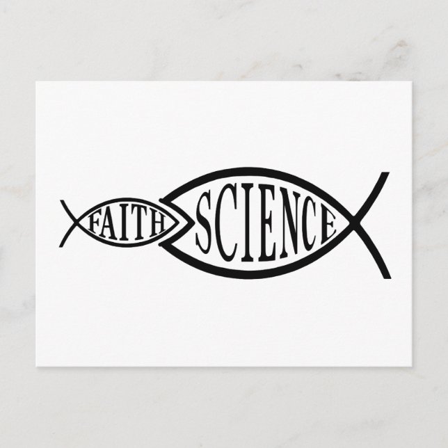 Science Trumps Faith Fish Postkarte (Vorderseite)