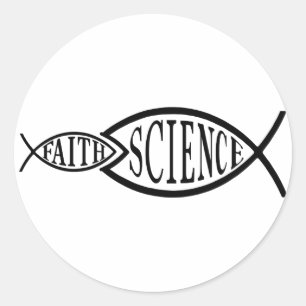 Science Trumps Faith Fish Runder Aufkleber