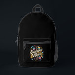 Science Vibes Groovy Erster Tag der Rückkehr zur S Bedruckter Rucksack<br><div class="desc">Science Vibes Retro Erster Tag zurück zur Schule Groovy Lehrer</div>