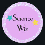 Science Wiz mit Sternen Runder Aufkleber<br><div class="desc">Gute Aufkleber für einen außergewöhnlichen Wissenschaftler!</div>