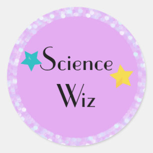 Science Wiz mit Sternen Runder Aufkleber