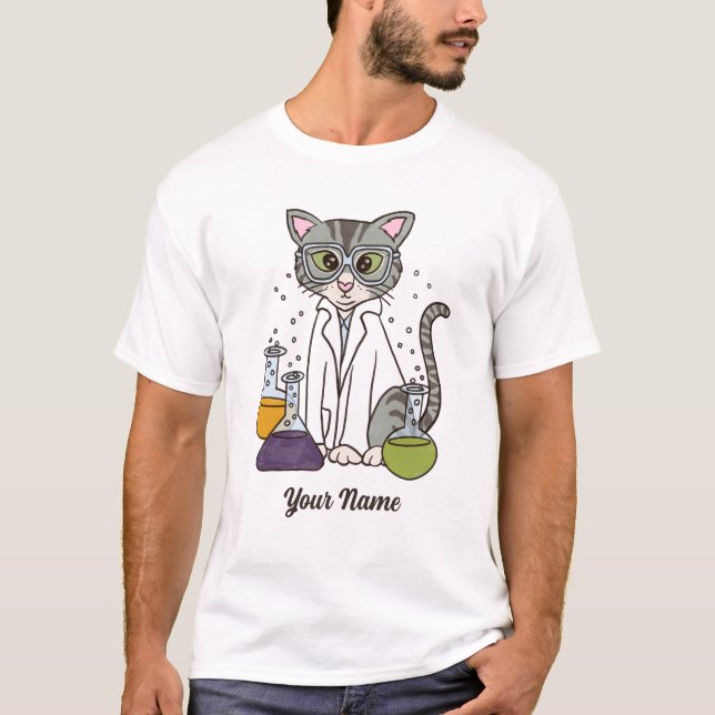 Scientist Cat - Grey Tabby Labrador Kitty Cat Love T-Shirt (Vorderseite)