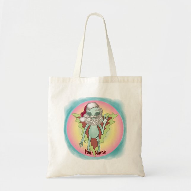 Scifi Alien Santa Tote Bag Tragetasche (Vorne)