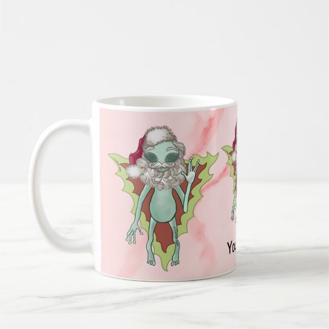 Scifi Alien Weihnachtsmann Kaffeetasse (Links)