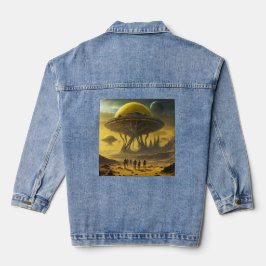 SciFi Alien World View Planet Ufo Tower Jeansjacke