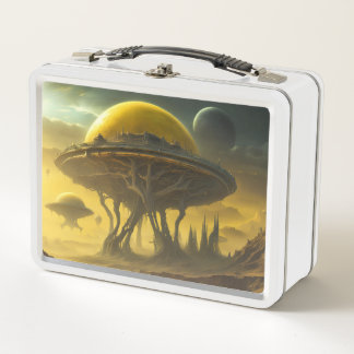SciFi Alien World View Planet Ufo Tower Metall Brotdose
