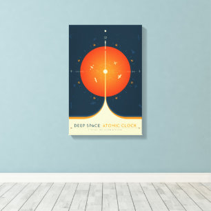 SciFi-Anzeige, Orange Atomuhr, Deep Space Leinwanddruck