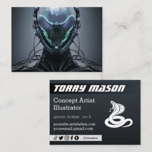 SciFi Cyberpunk Droid Business Card Visitenkarte