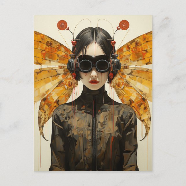 Scifi Insect Woman Postkarte (Vorderseite)