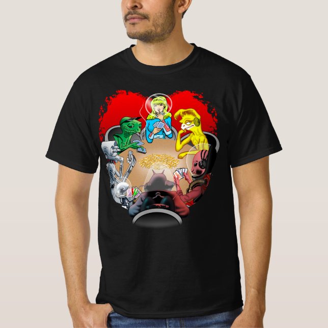 SciFi Poker - Wally Wood-ish T-Shirt (Vorderseite)