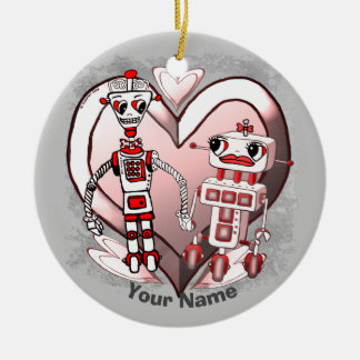 Scifi-Roboter in der Liebe Keramik Ornament