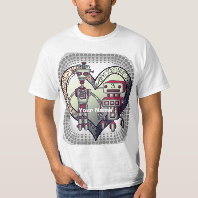 Scifi Roboter-Liebe T-Shirt (Vorderseite)