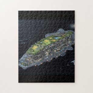 Scifi Space Cruiser Räume Kunst Puzzle