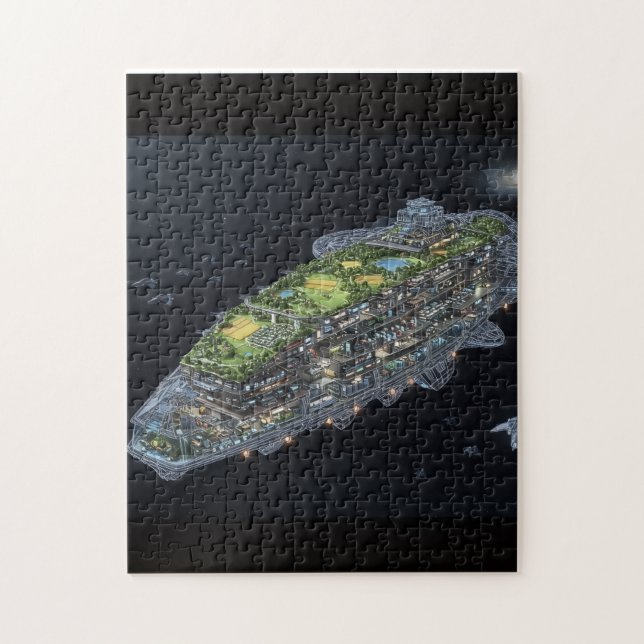 Scifi Space Cruiser Räume Kunst Puzzle (Vertikal)
