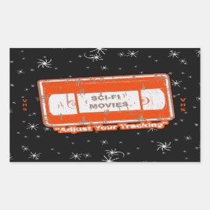 SciFi-Video-Kassette passt Ihre Sendungsverfolgung Rechteckiger Aufkleber