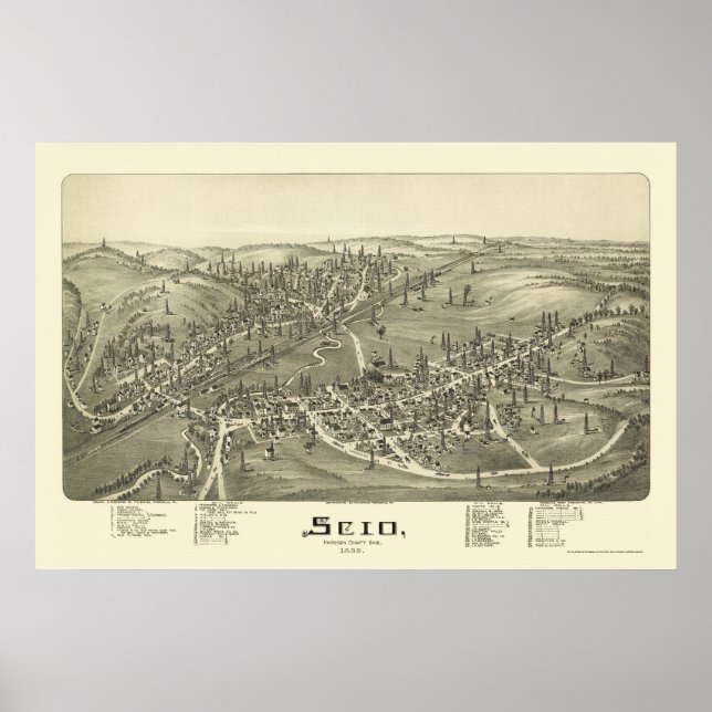 Scio, OH Panorama Karte - 1899a Poster (Vorne)