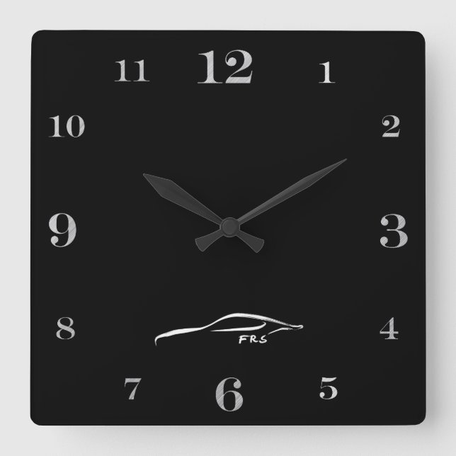 Scion FRS weißes Brushstrokelogo Quadratische Wanduhr (Vorderseite)