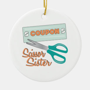 Scissor Schwester Keramik Ornament