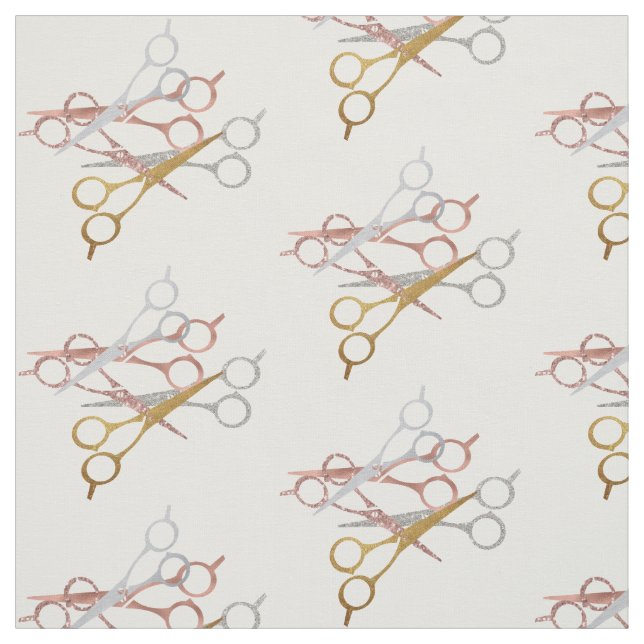 Scissors Hair Stylist Salon Metallics Glitzer Stoff (Muster)