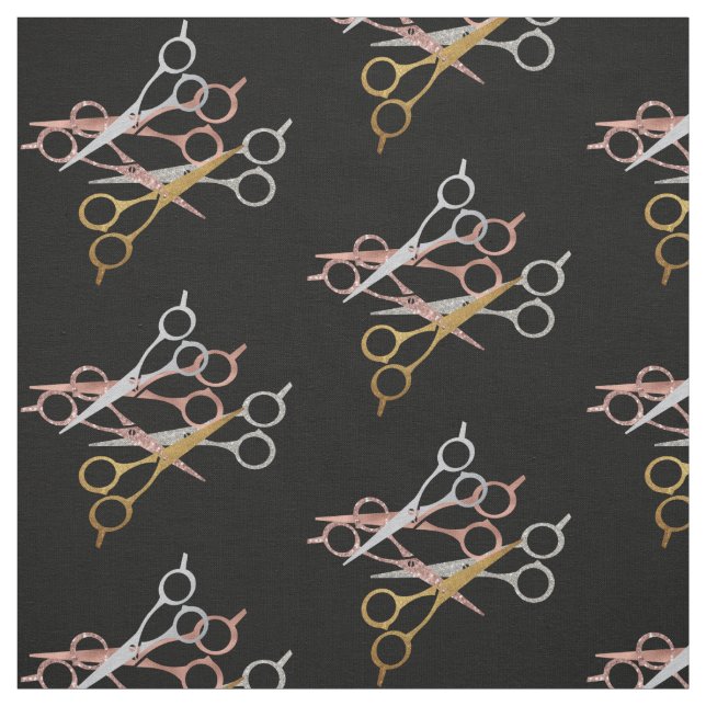Scissors Hair Stylist Salon Metallics Glitzer Stoff (Muster)