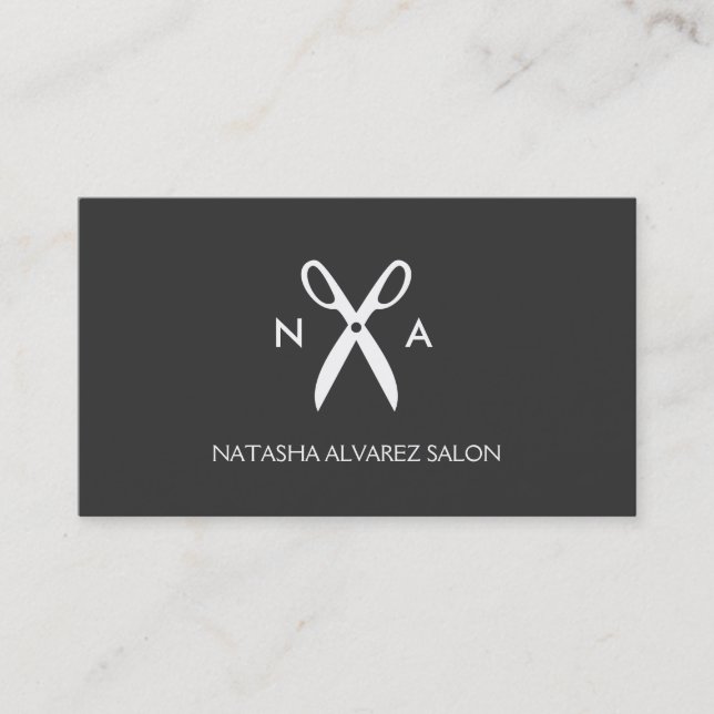 SCISSORS MONOGRAM LOGO for HAIR SALON, STYLIST Visitenkarte (Vorderseite)