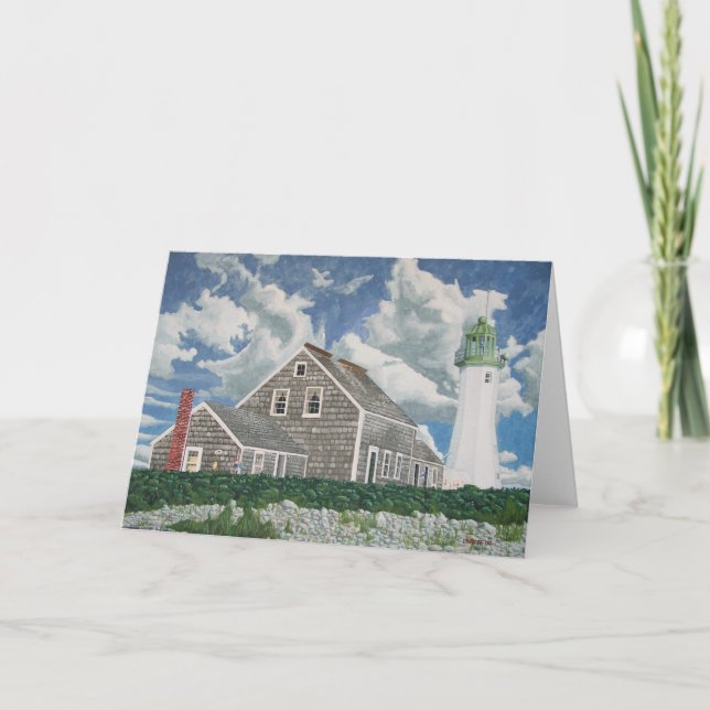 Scituate Lightkeeper's Haus Feiertagskarte (Vorderseite)
