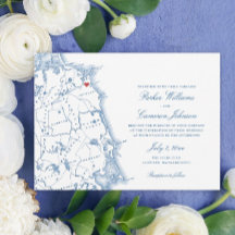 Scituate Massachusetts Karte Elegante Hochzeit der