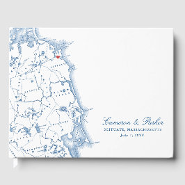 Scituate Massachusetts Karte Elegante Hochzeit Gästebuch