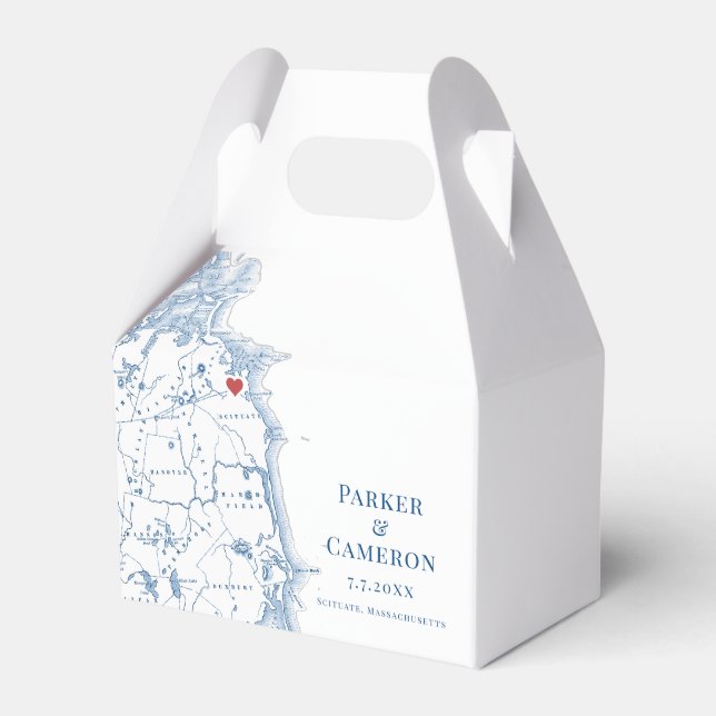 Scituate Massachusetts Wedding Map Elegant Geschenkschachtel (Vorderseite)