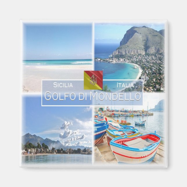 SCL018 MONDELLO GULF, Mosaik, Sizilien, Kühlschran Magnet (Vorne)