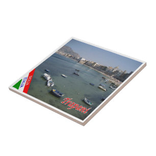 SCL056 TRAPANI, Panorama, Sizilien, Italien, Fliese