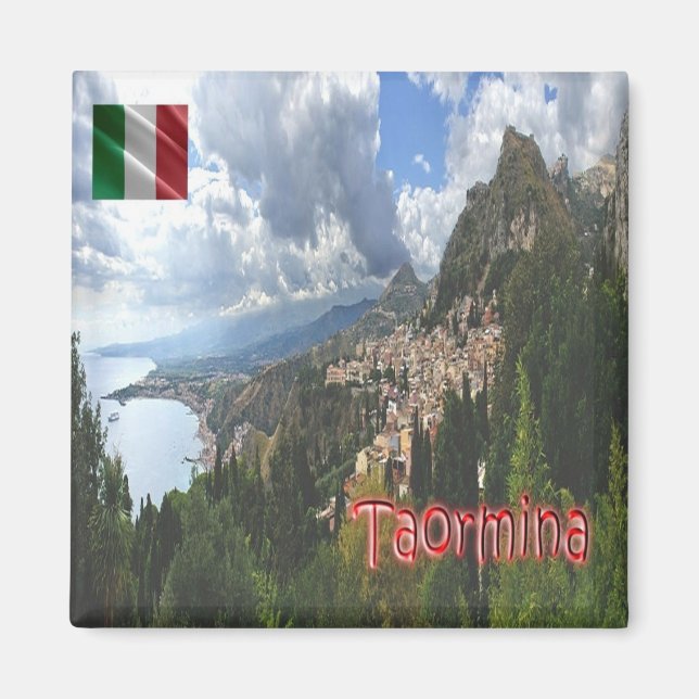 SCL066 TAORMINA, Luftaufnahme, Sizilien, Kühlschra Magnet (Vorne)