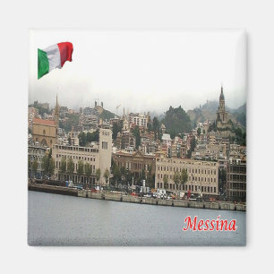 SCL078 MESSINA Citycape, Sizilien, Italien, Kühlsc Magnet