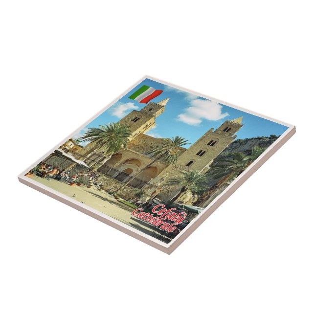 SCL085 CEFALU' Cathedral, Sizilien, Italien, Fliese (Seite)