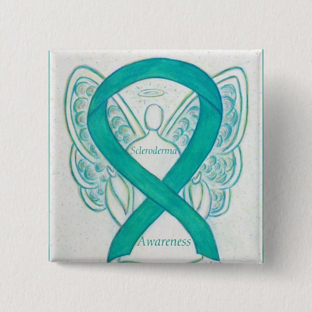 Scleroderma Angel Awareness Ribbon Buttone Button (Vorderseite)